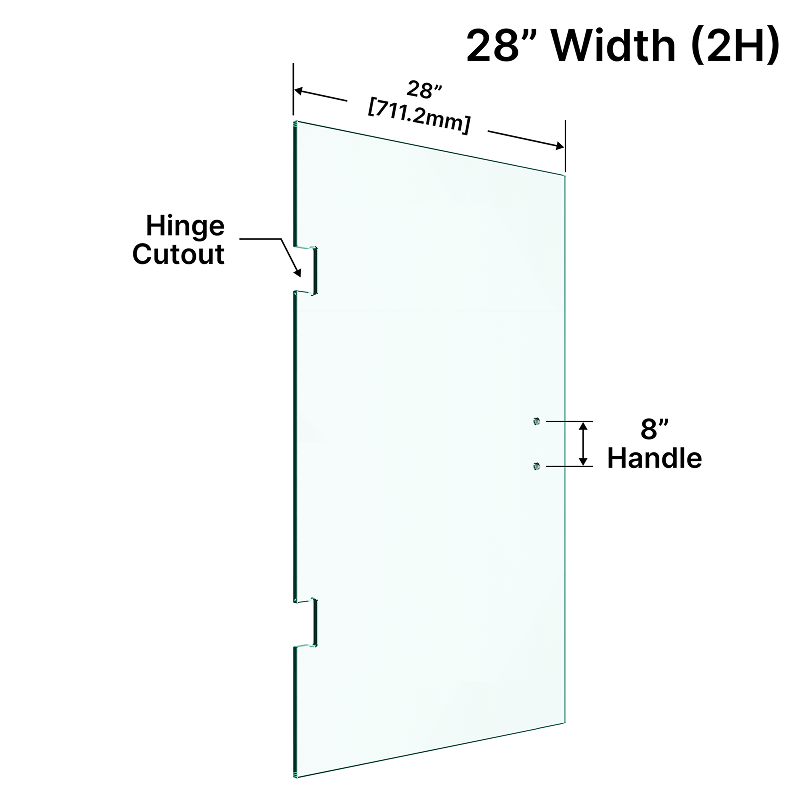 Shower Stock Door - 2 Holes - 28" Width (Back to Back Handle)