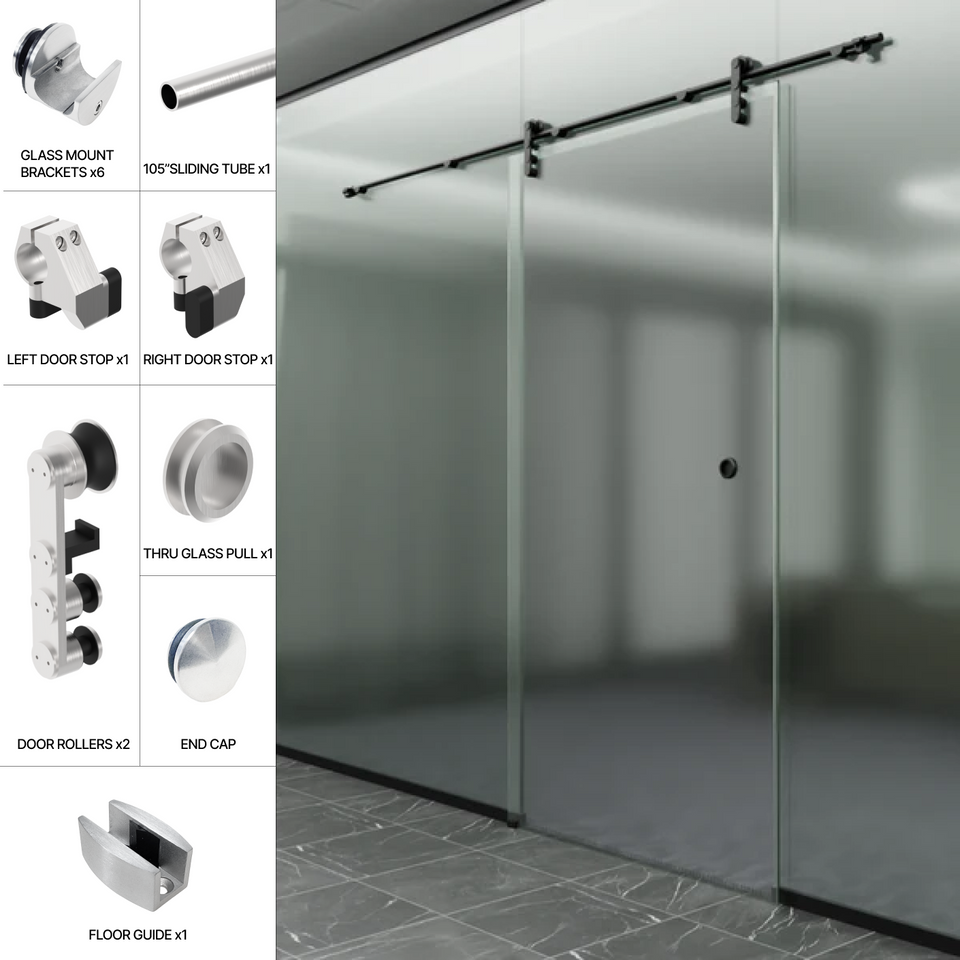 Commercial Sliding Door Kits - LAG Series - Glass Mount