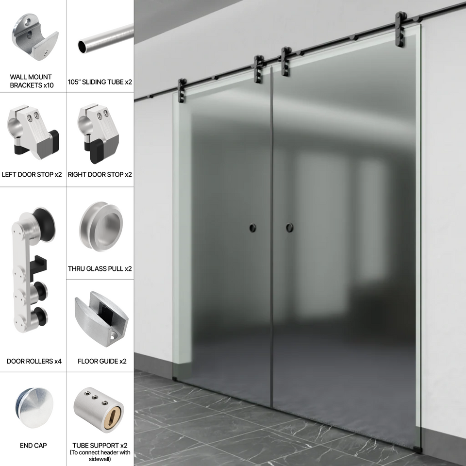 Commercial Sliding Door Kits - LAG Series - Double Door Wall Mount