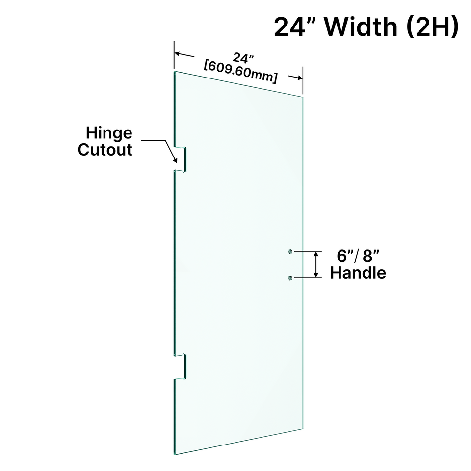 Shower Stock Door - 2 Holes - 24" Width (Back to Back Handle)