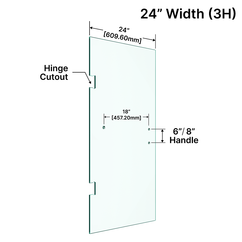 Shower Stock Door - 3 Holes - 24" Width (Handle Towel Bar Combo)