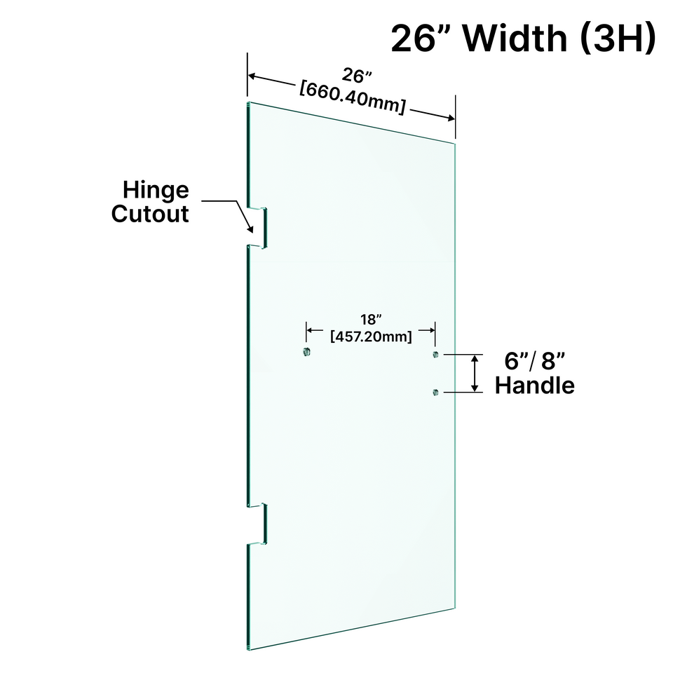 Shower Stock Door - 3 Holes - 26" Width (HANDLE TOWEL BAR COMBO)