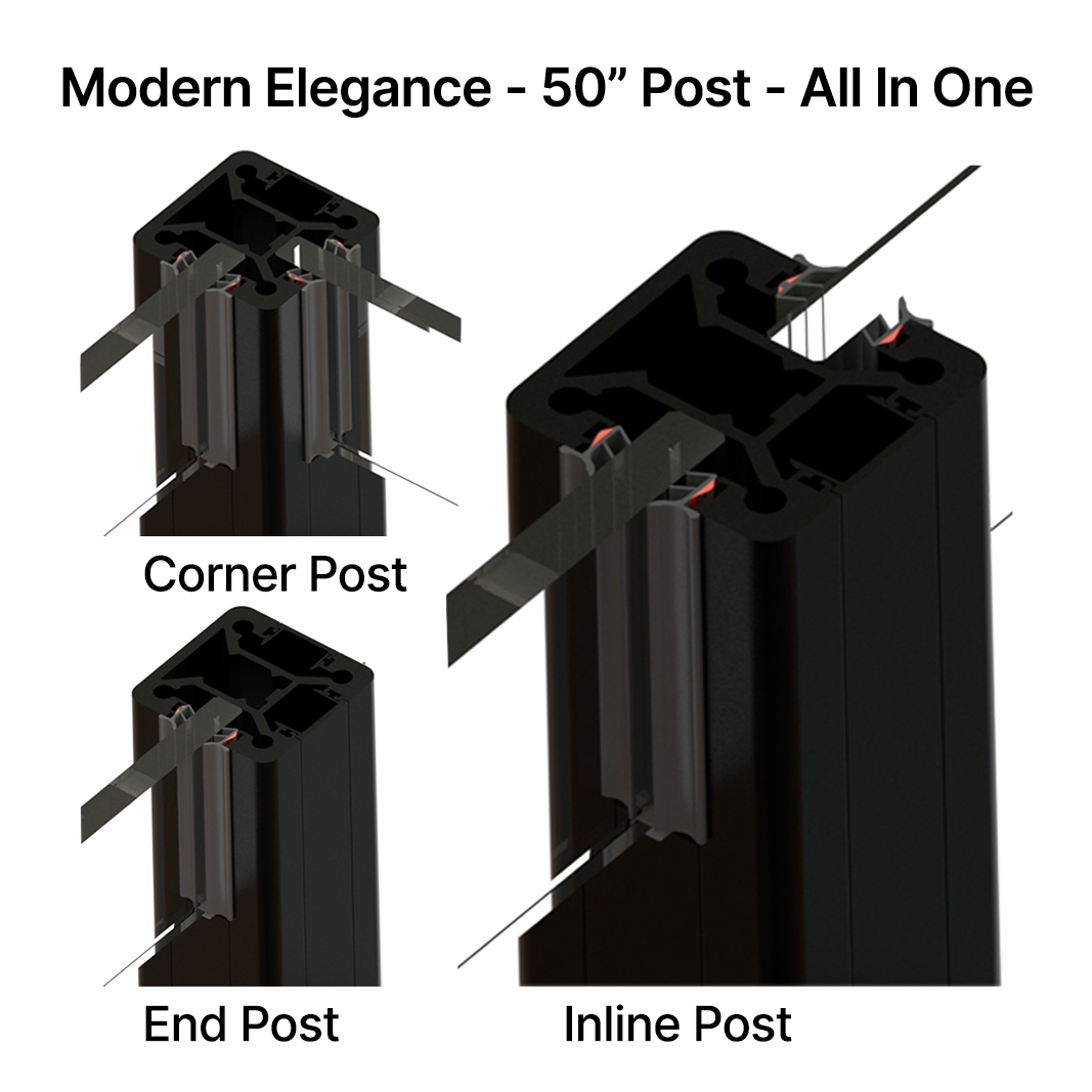 [ALPOST-50] Modern Elegance Series GGH Aluminum Post - 50" Base Height - Inline / Corner / End-Square
