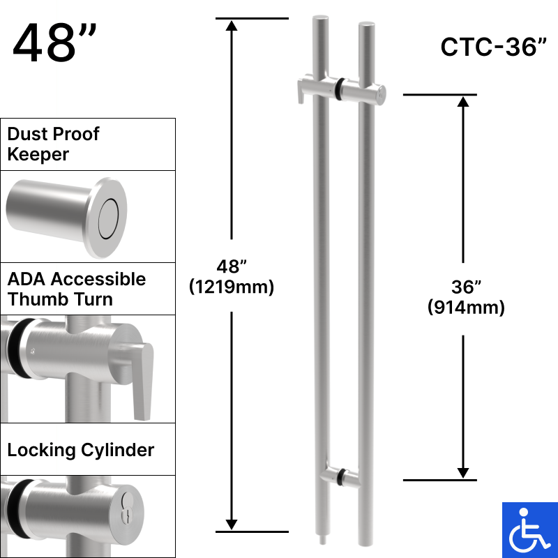 [LOCKLP48] GGH Ladder Pull - 48" ADA Locking - Back to Back