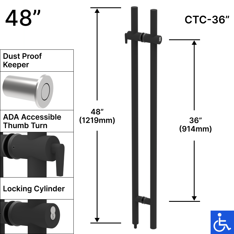 [LOCKLP48] GGH Ladder Pull - 48" ADA Locking - Back to Back