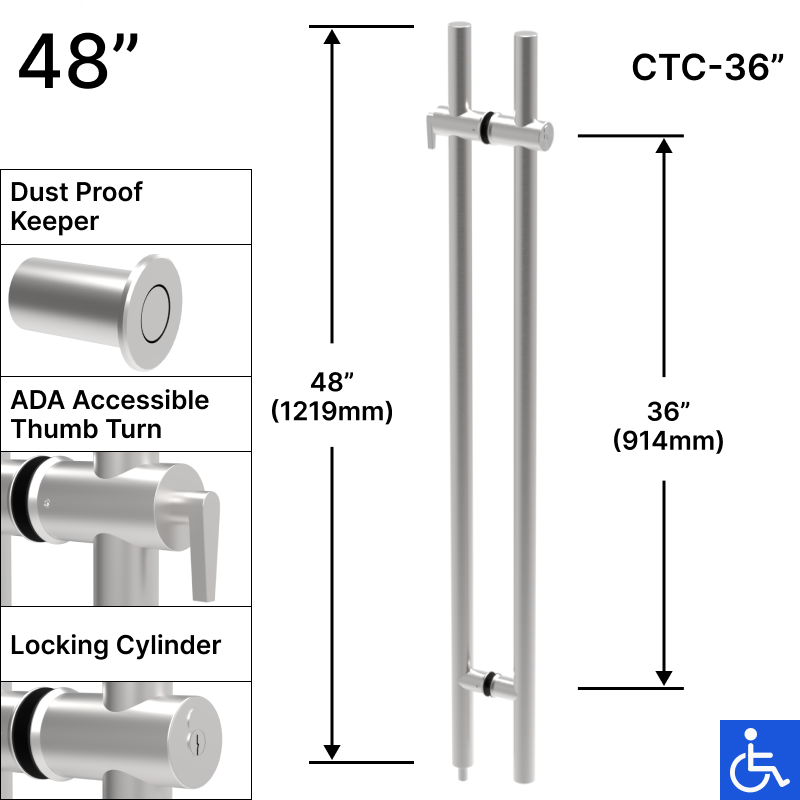 [LOCKLP48] GGH Ladder Pull - 48" ADA Locking - Back to Back