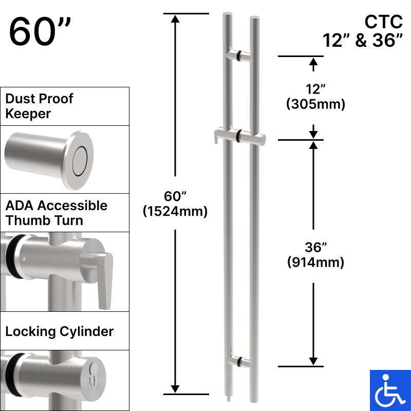 [LOCKLP60] GGH Ladder Pull - 60" ADA Locking - Back to Back