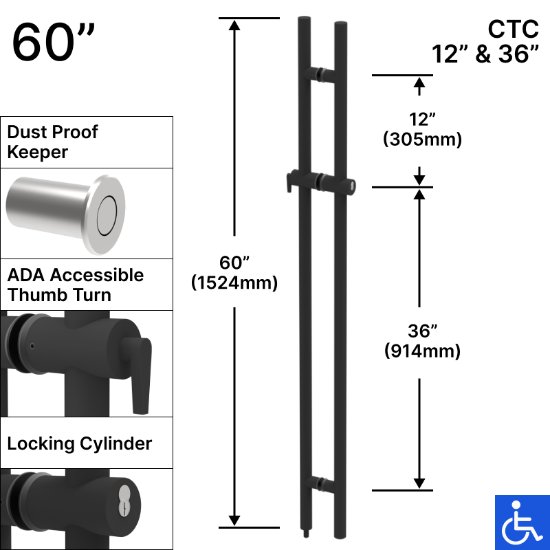 [LOCKLP60] GGH Ladder Pull - 60" ADA Locking - Back to Back