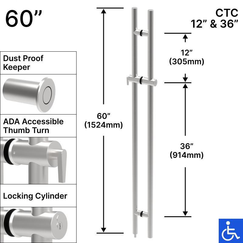 [LOCKLP60] GGH Ladder Pull - 60" ADA Locking - Back to Back