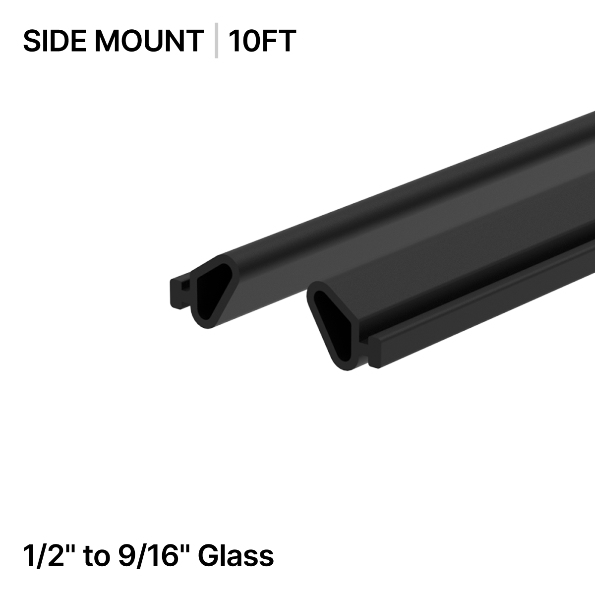 GGH Gasket for Base Shoe - Side Mount 120" (10ft) - From 1/2" (12mm) to 9/16" (14.28mm) Glass - Pair for Aluminum