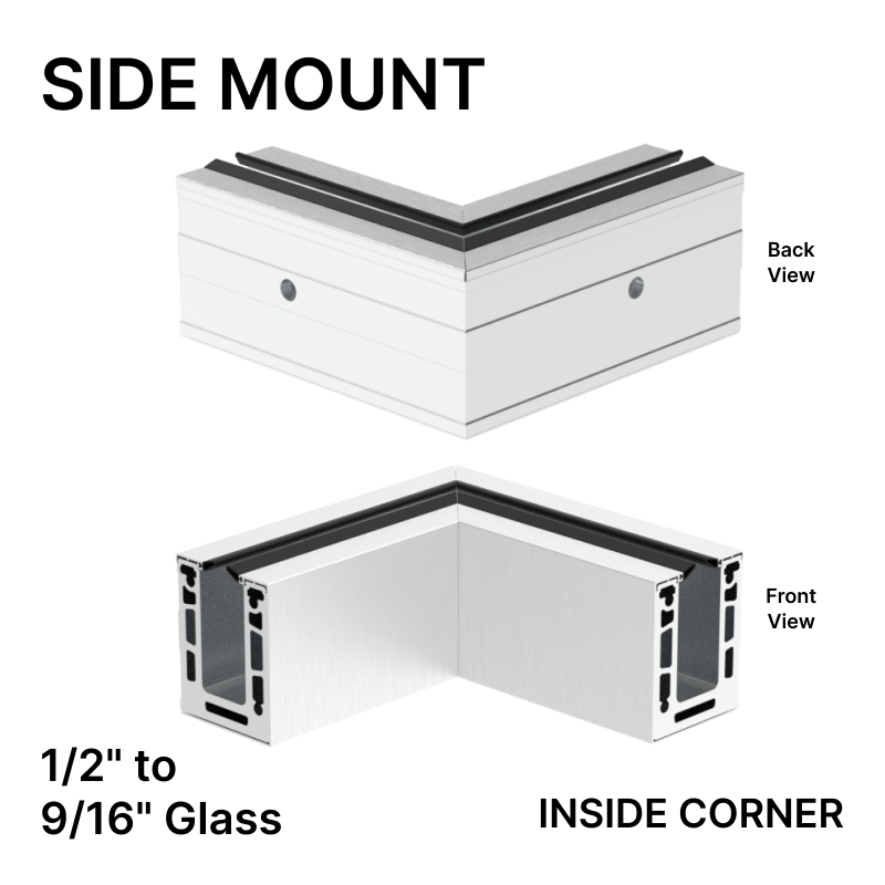 GGH Corner - Side Mount - From 12mm (1/2") to 21.52mm (13/16") Glass