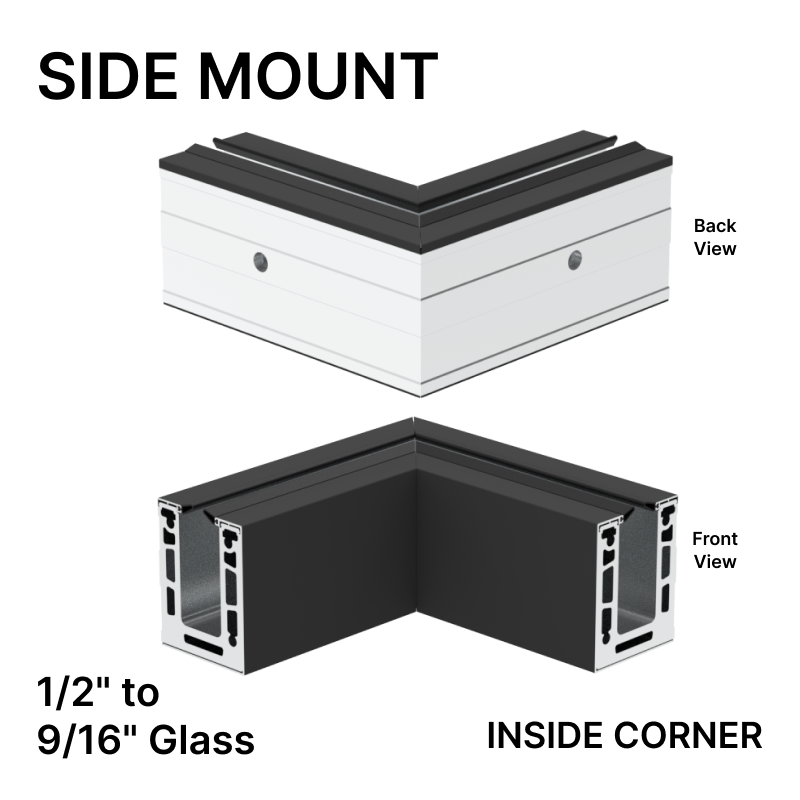 GGH Corner - Side Mount - From 12mm (1/2") to 21.52mm (13/16") Glass