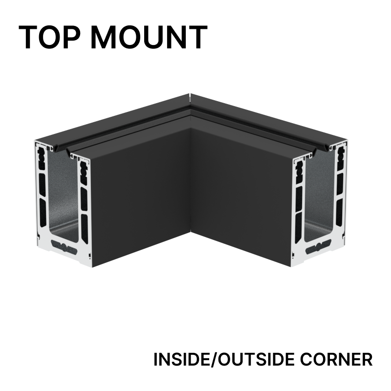 [CL1TCO] CORE-LOCK Base Shoe Corner - Top Mount (120") - From 12mm (1/2") to 14.28mm (9/16") Glass