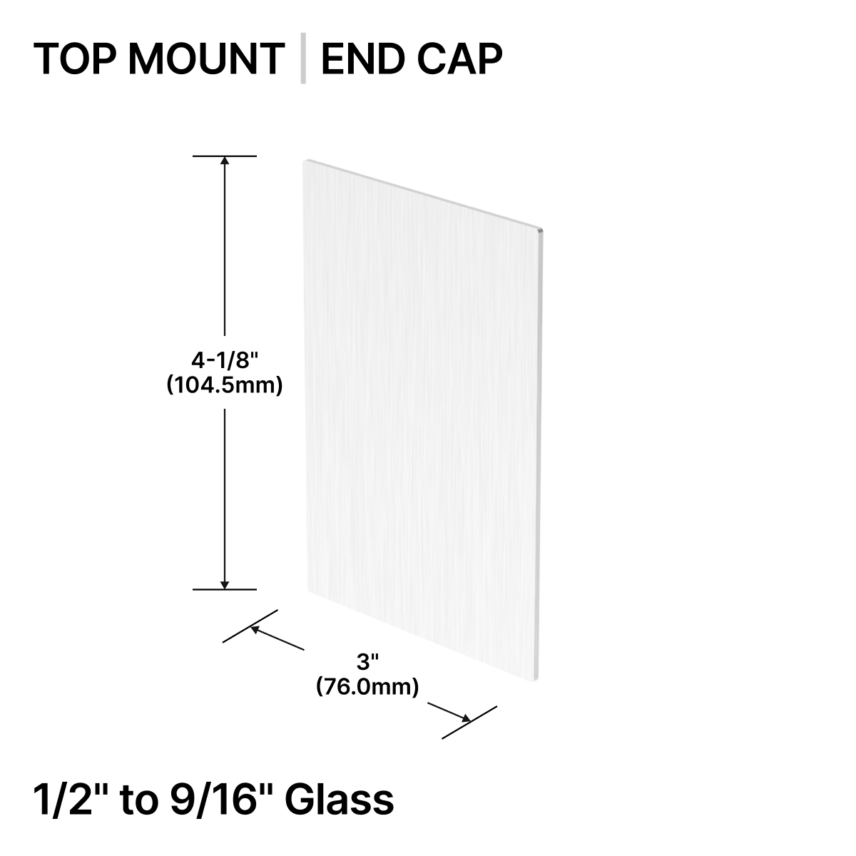 GGH Base Shoe End Cap - Top Mount - From 1/2" (12mm) to 9/16" (14.28mm) Glass