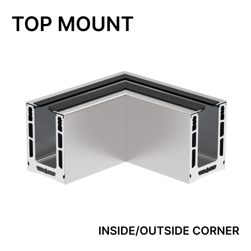 [CL2TCO] CORE-LOCK Base Shoe Corner - Top Mount (120") - Up to 17.52mm (11/16") Glass