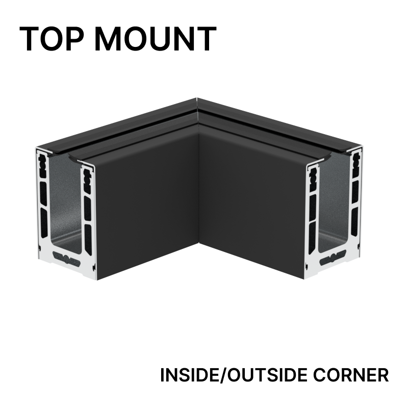 [CL2TCO] CORE-LOCK Base Shoe Corner - Top Mount (120") - Up to 17.52mm (11/16") Glass
