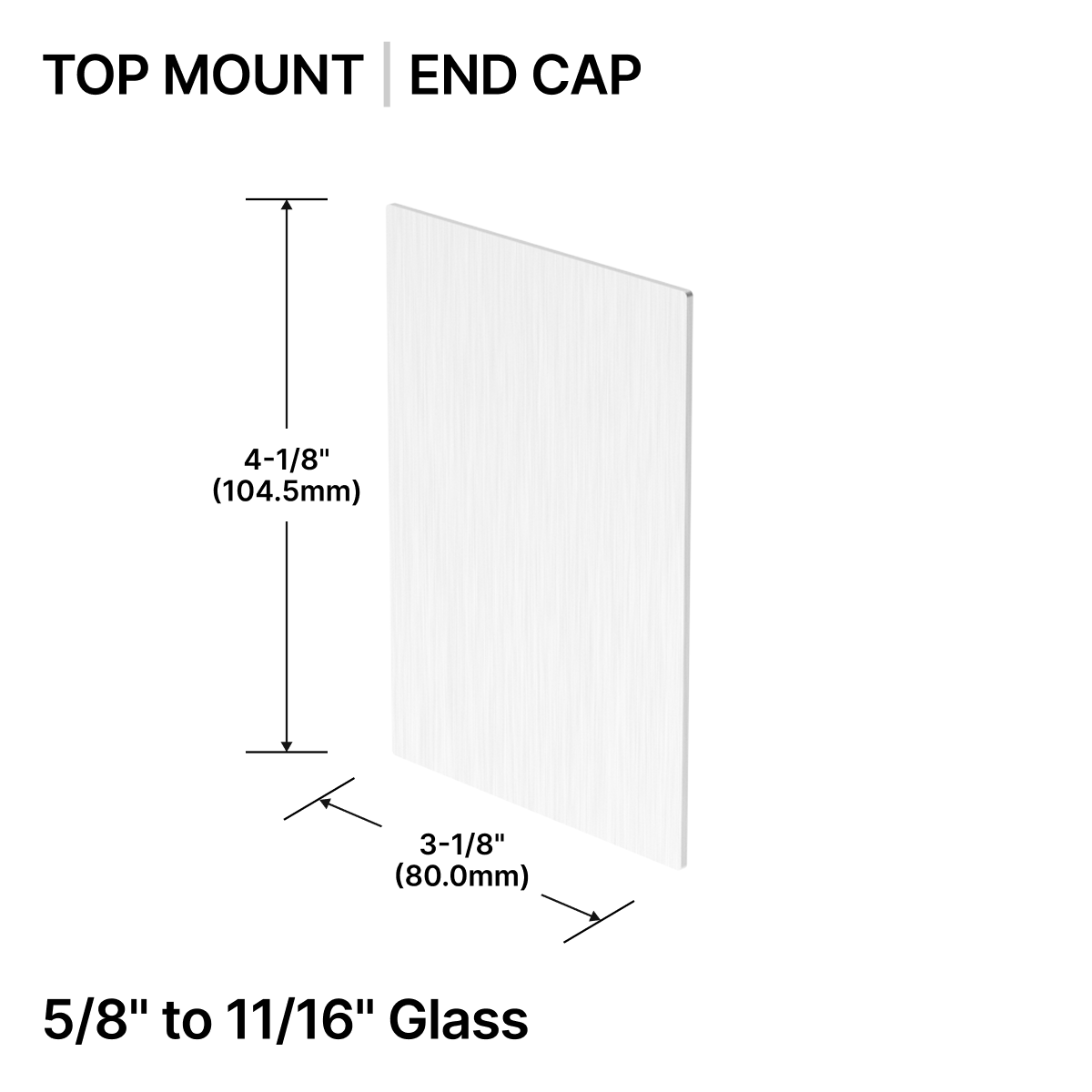 GGH Base Shoe End Cap - Top Mount - From 5/8" (16.26mm) to 11/16" (17.52mm) Glass