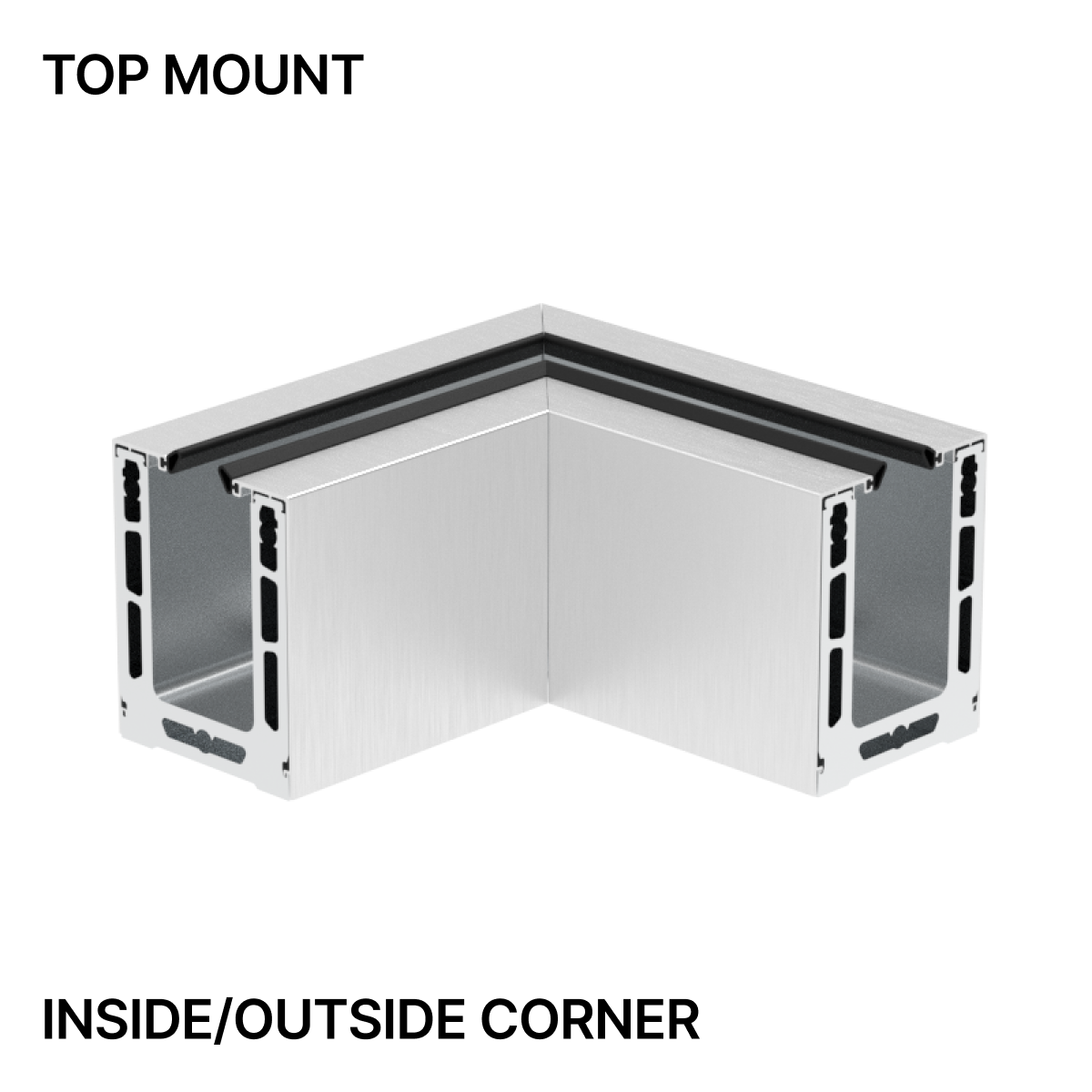 GGH Base Shoe Corner - Top Mount - From 13/16" (20.26mm) to 7/8" (21.52mm) Glass