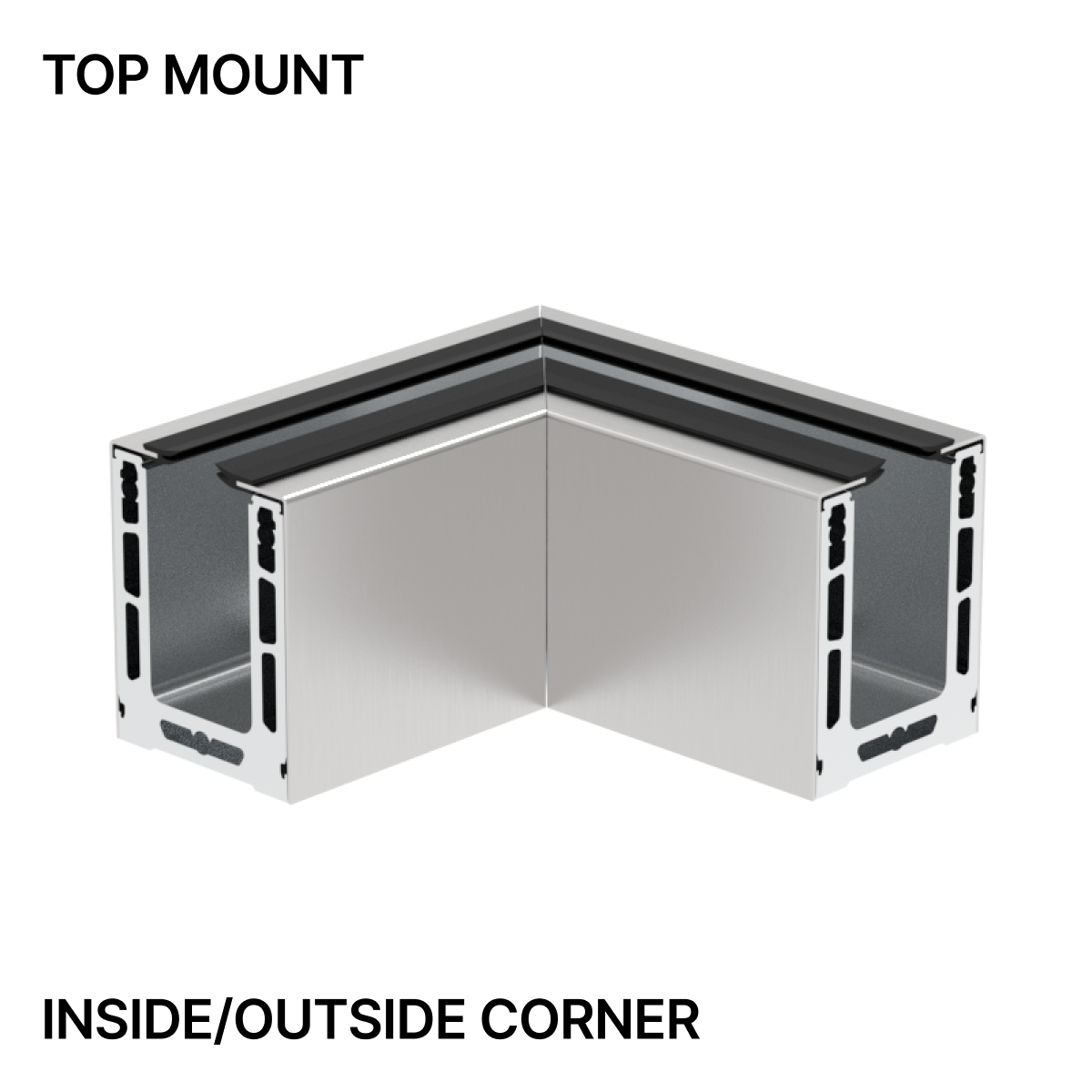GGH Base Shoe Corner - Top Mount - From 13/16" (20.26mm) to 7/8" (21.52mm) Glass