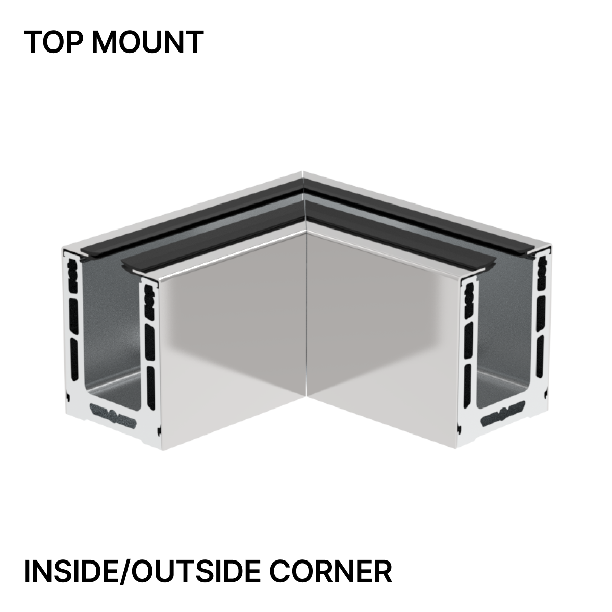 GGH Base Shoe Corner - Top Mount - From 13/16" (20.26mm) to 7/8" (21.52mm) Glass