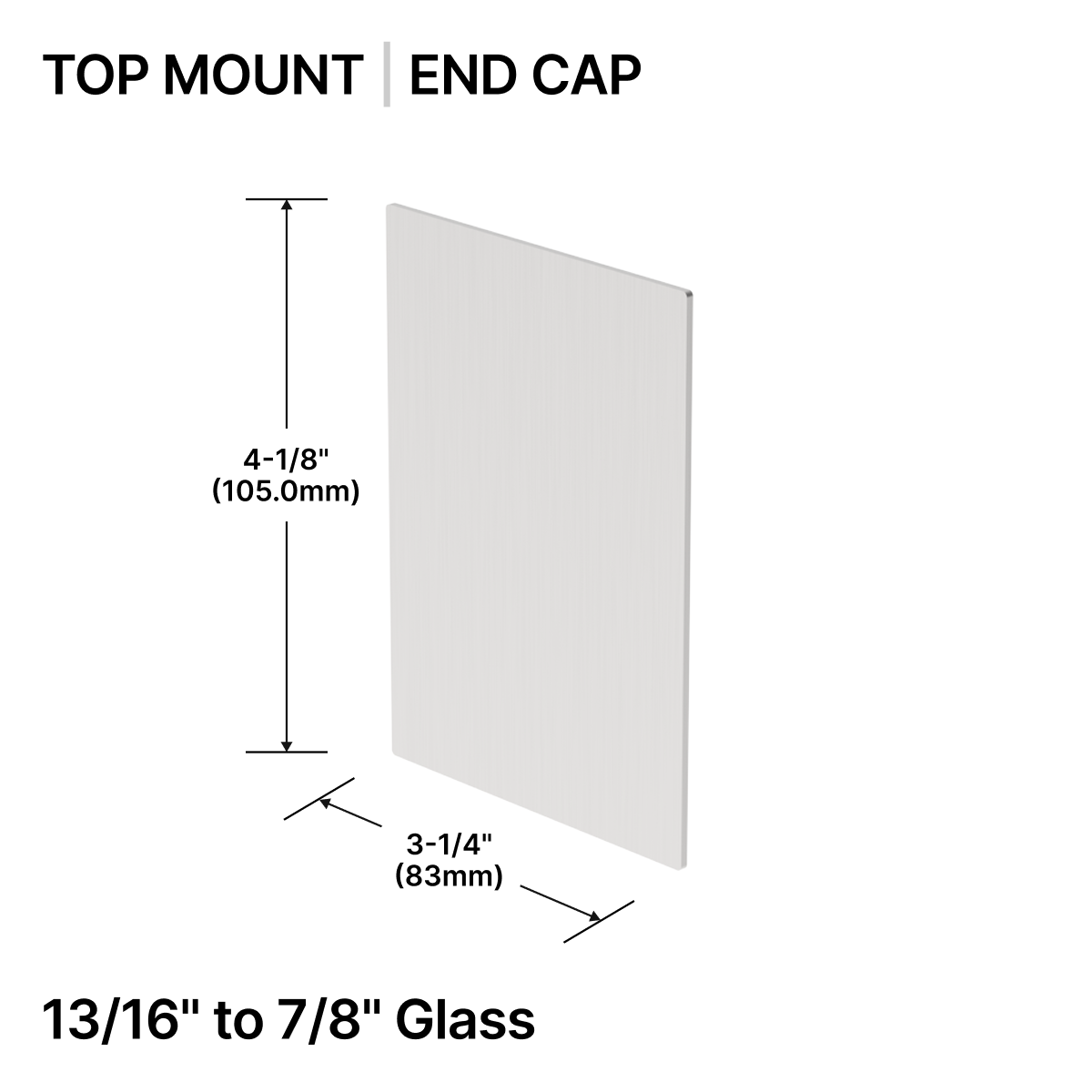 GGH Base Shoe End Cap - Top Mount - From 13/16" (20.26mm) to 7/8" (21.52mm) Glass