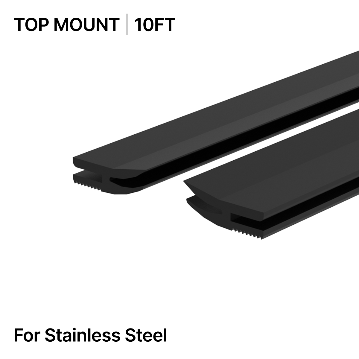 GGH Gasket for Base Shoe - Top Mount 120" (10ft) - From 1/2" (12mm) to 7/8" (21.52mm) Glass - Pair for Stainless Steel