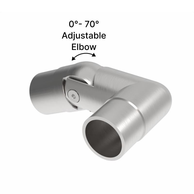 [E42.4ADJL] HRAIL Series GGH Handrail - Elbow for 42.4mm Round Handrail - Adj. Left