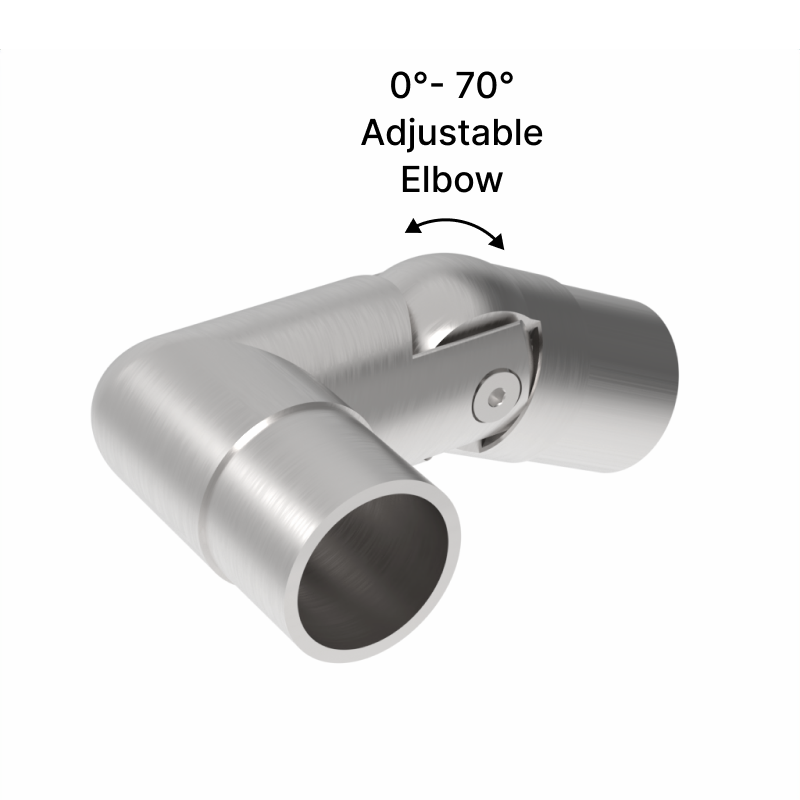 GGH Handrail - Elbow for 42.4mm Round Handrail - Adj. Right