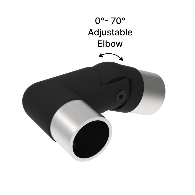 GGH Handrail - Elbow for 42.4mm Round Handrail - Adj. Right