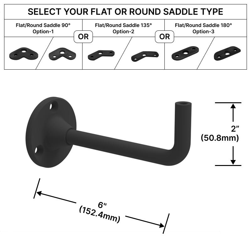 [EXTHRB6WM] HRB Series GGH Extendable Handrail Bracket - Wall Mount - 6" Length w/ Flat or Round Saddle