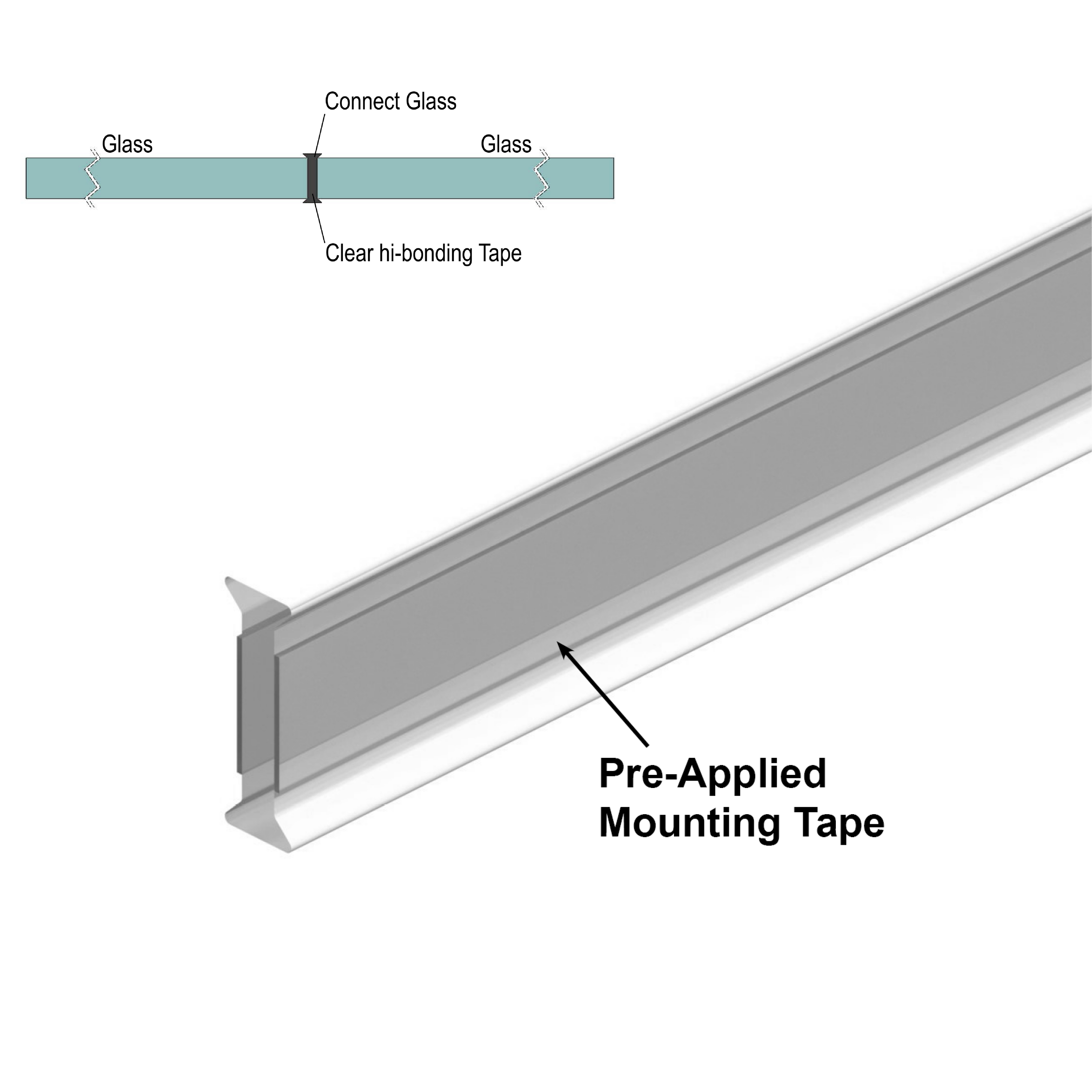 [GAPSWPG2G] GGH Sweep - Clear Copolymer Strip for 180 Degree 3/8" Glass-to-Glass (95")