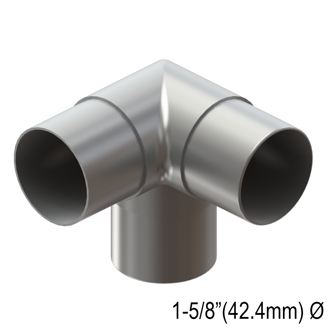 [E42.4T90] HRAIL Series GGH Handrail - Elbow for for 42.4mm Round Handrail - T-Shape 90°