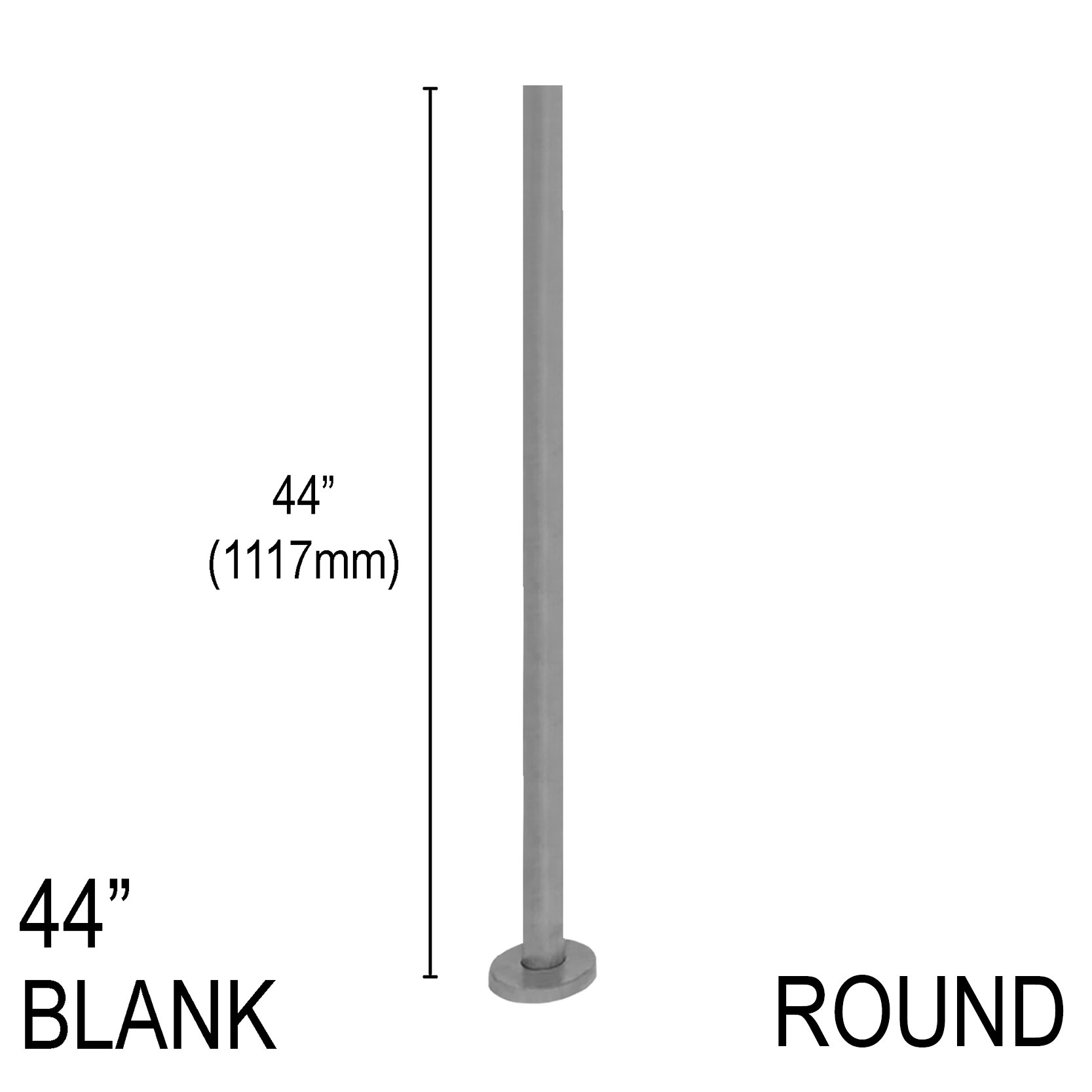 [RPRO44B] PRO Series GGH Railing Post - Round - 44" Base Height - Blank
