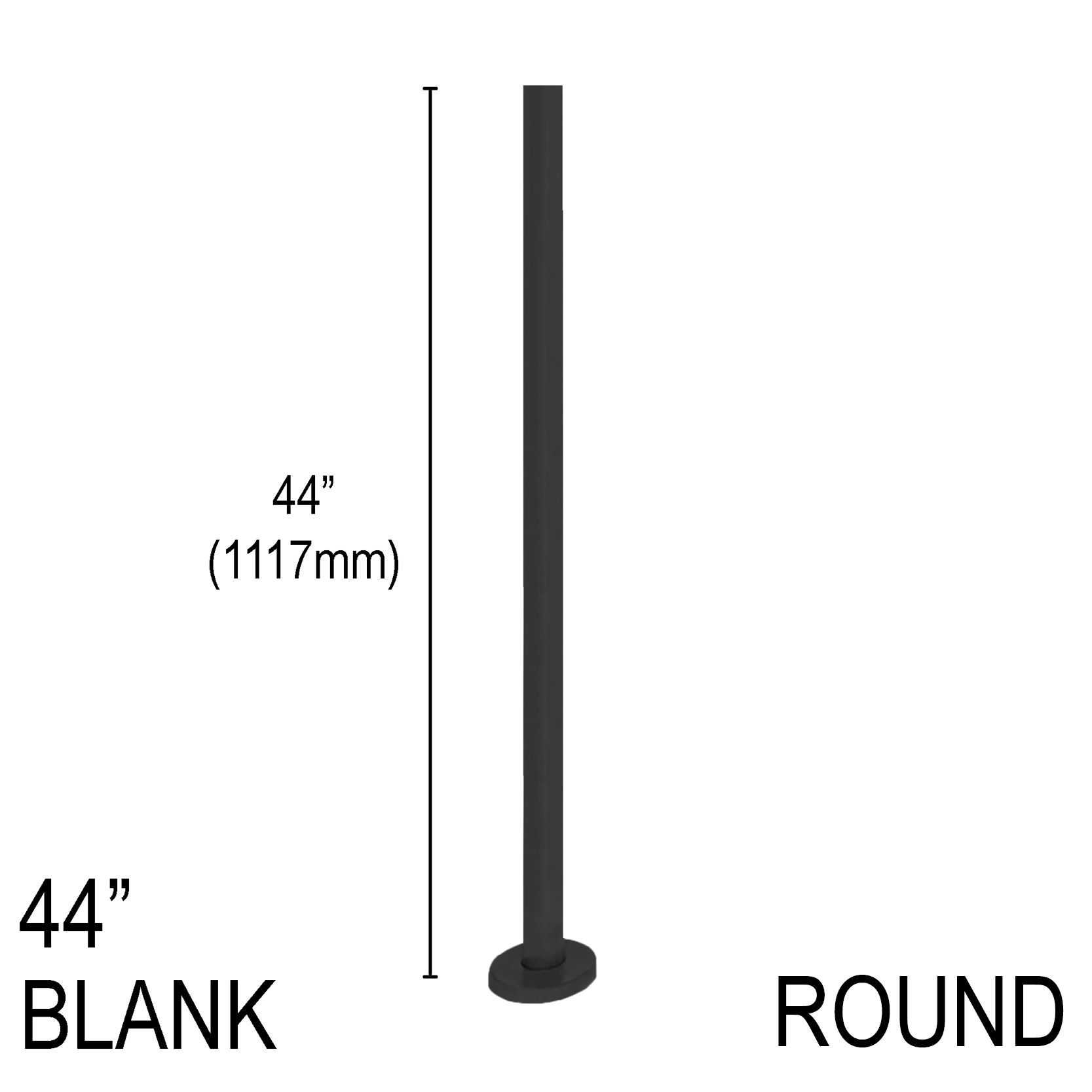 [RPRO44B] PRO Series GGH Railing Post - Round - 44" Base Height - Blank
