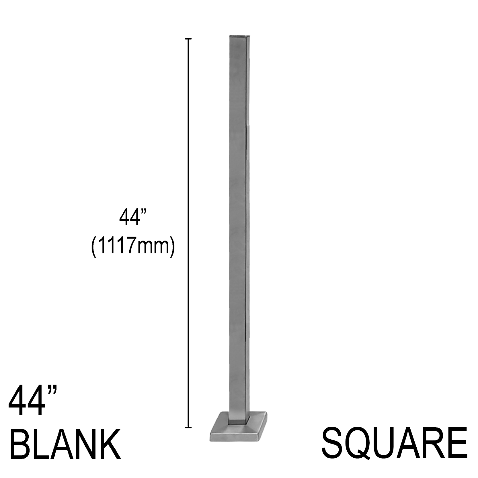 [SPRO44B] PRO Series GGH Railing Post - Square - 44" Base Height - Blank