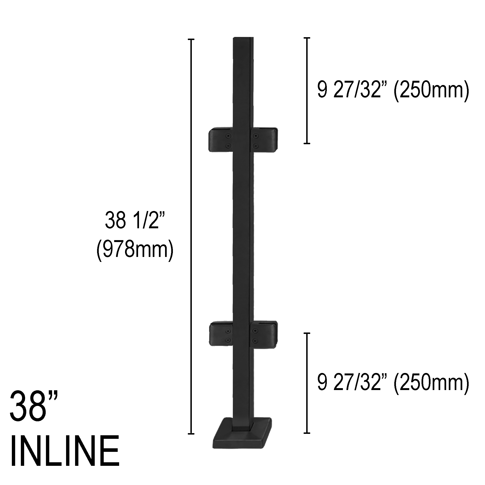 [SPRO38I] PRO Series GGH Railing Post - Square - 38" Base Height - Inline