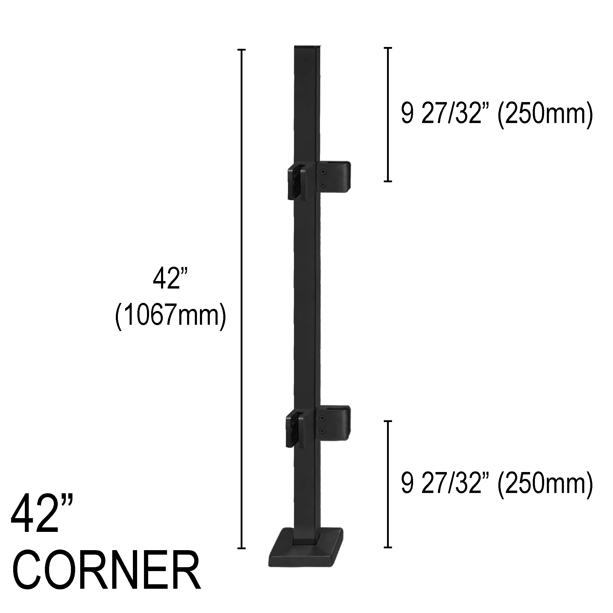 [SPRO42C] PRO Series GGH Railing Post - Square - 42" Base Height - Corner