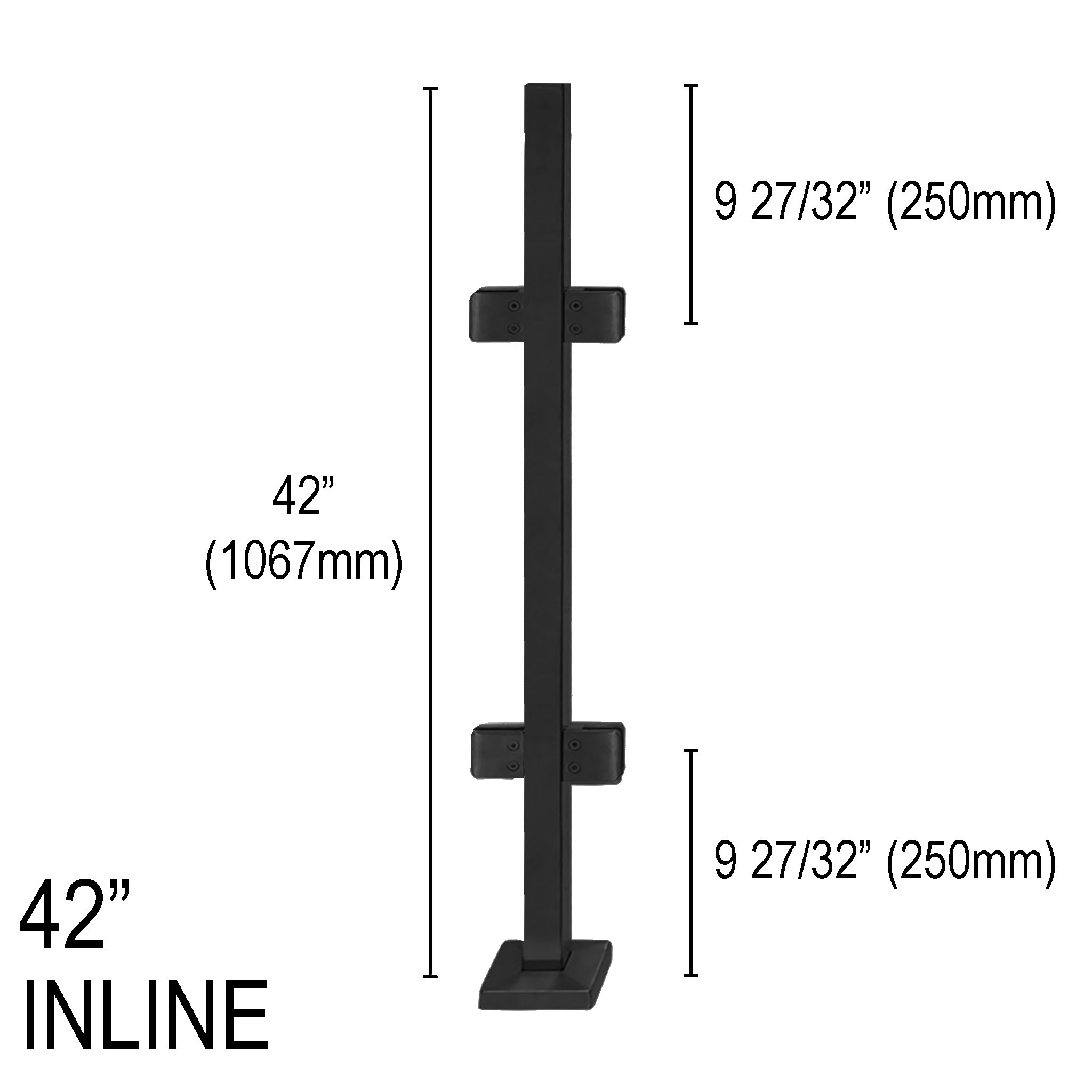 [SPRO42I] PRO Series GGH Railing Post - Square - 42" Base Height - Inline