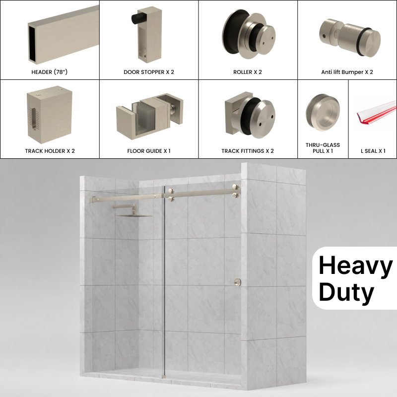 GGH Heavy Duty Tranquility Shower Sliding Door Kit - 78"