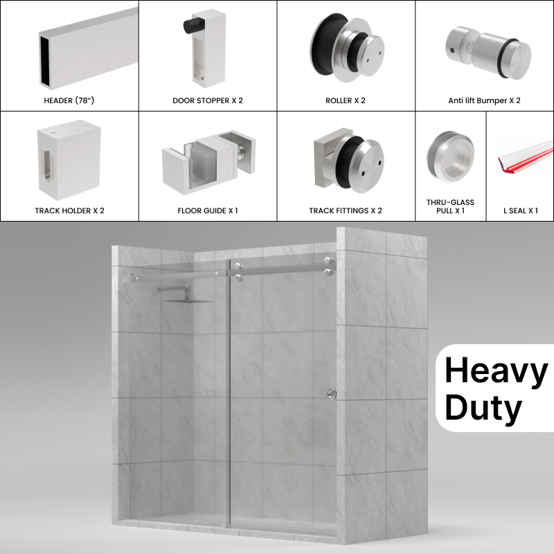 GGH Heavy Duty Tranquility Shower Sliding Door Kit - 78"