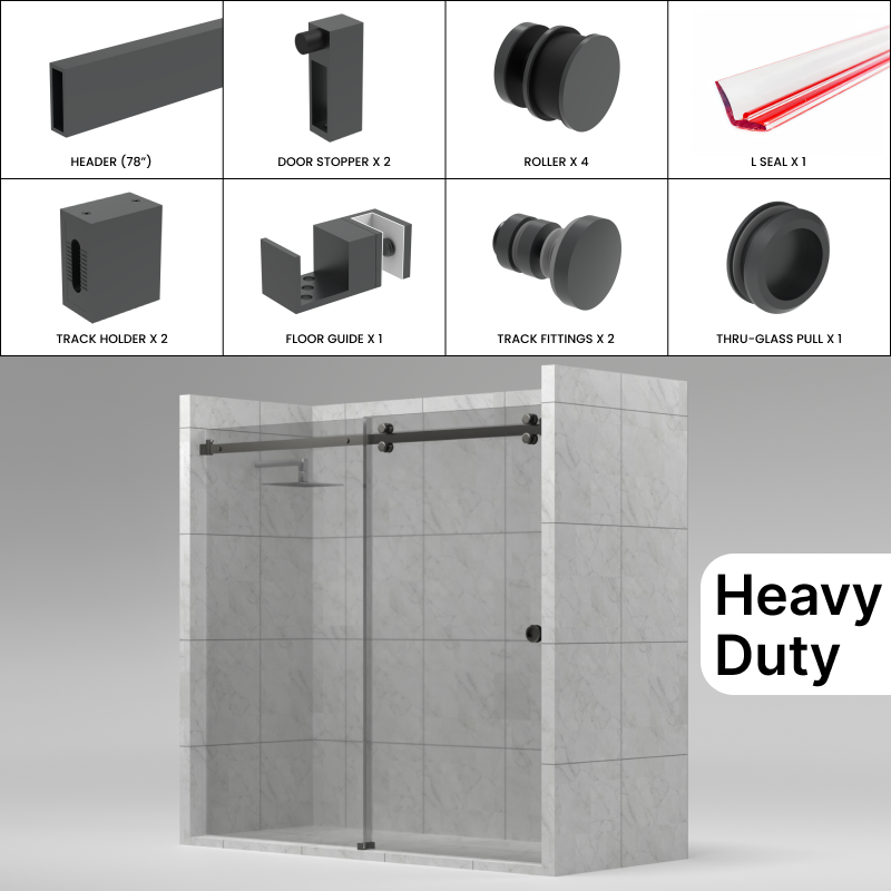GGH Heavy Duty Tranquility Shower Sliding Door Kit - 78"