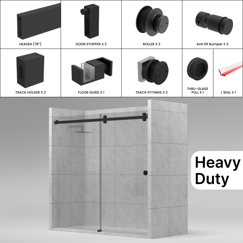GGH Heavy Duty Tranquility Shower Sliding Door Kit - 78"