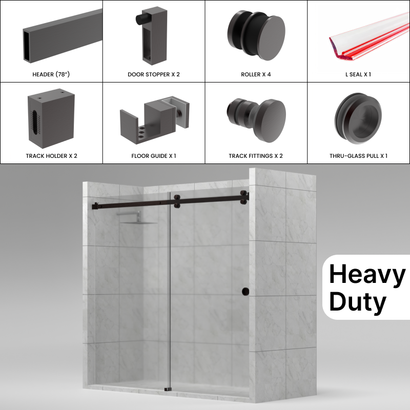 GGH Heavy Duty Tranquility Shower Sliding Door Kit - 78"