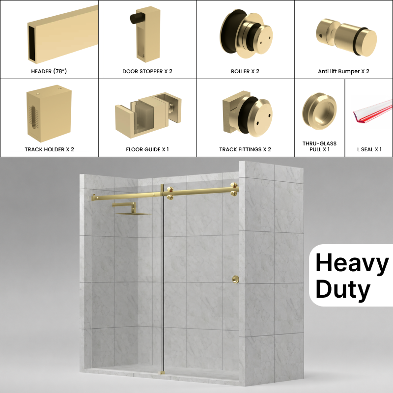 GGH Heavy Duty Tranquility Shower Sliding Door Kit - 78"