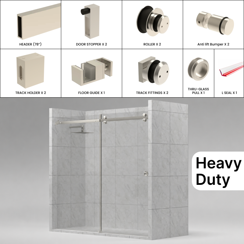 GGH Heavy Duty Tranquility Shower Sliding Door Kit - 78"