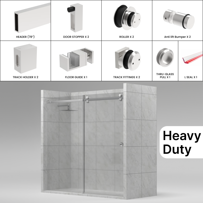 GGH Heavy Duty Tranquility Shower Sliding Door Kit - 78"