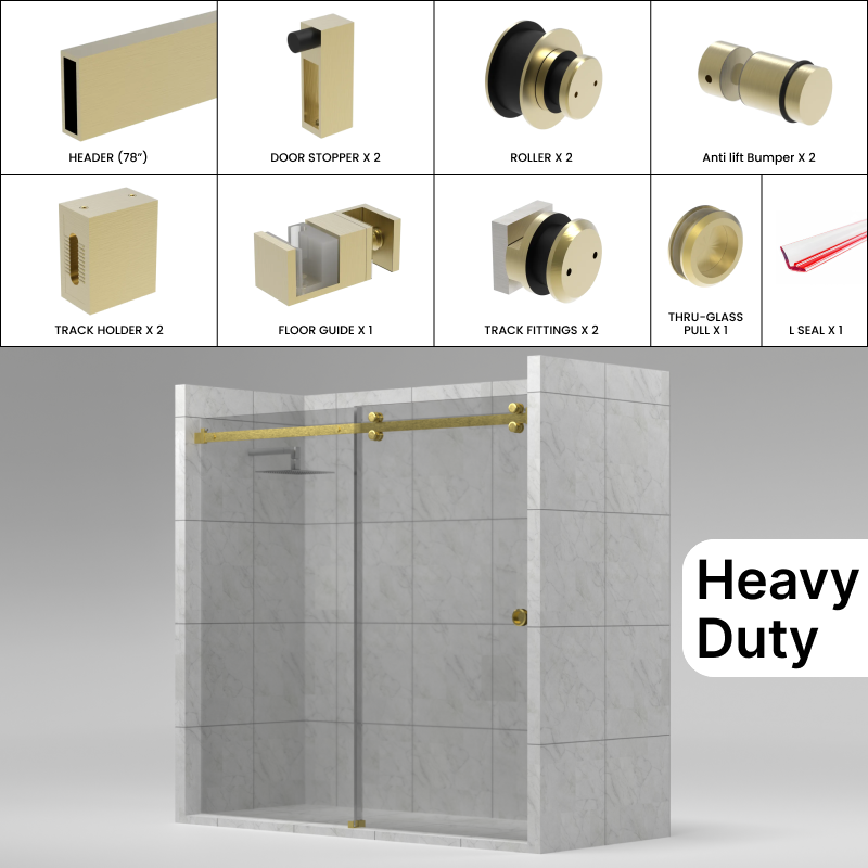 GGH Heavy Duty Tranquility Shower Sliding Door Kit - 78"