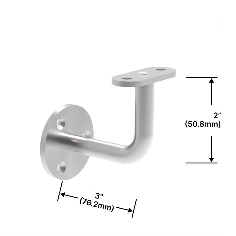 [HRB3X2WM] Handrail Bracket - Wall Mount - 3X2" w/ Flat or Round Saddle (BS, MBL)