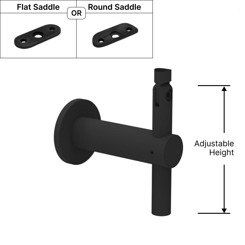 [HRBADJWM] HRB Series GGH Handrail Bracket, Adj. Wall Mount w/ Flat or Round Saddle