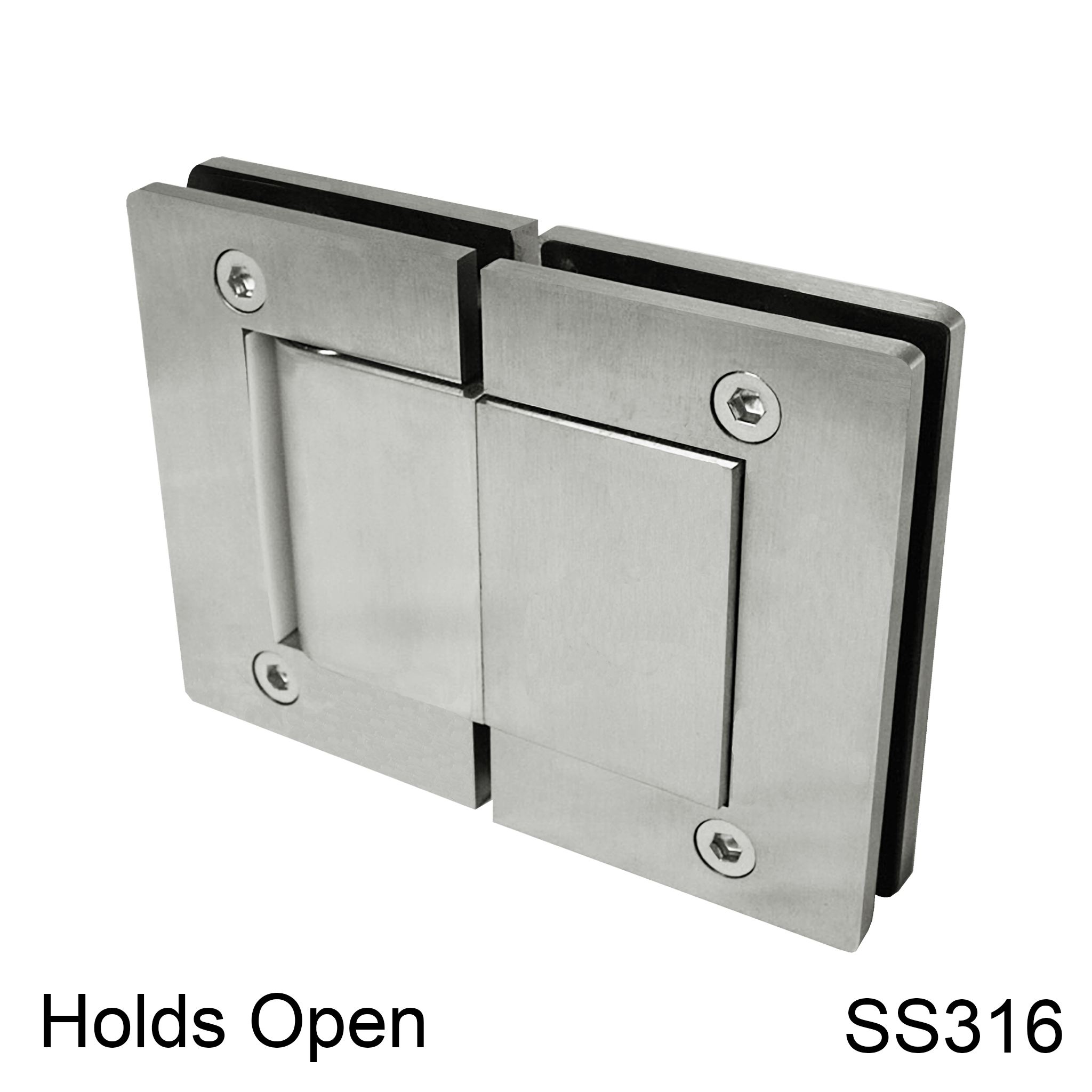 [HULK180HO] HULK Series GGH Hydraulic Hinge - 180° Glass to Glass - HO - Box of 2 - SS316